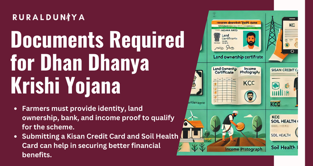 Documents Required for Dhan Dhanya Krishi Yojana